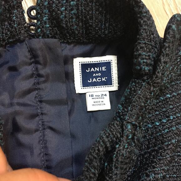 Janie and Jack Navy Boucle Dress 18-24 M - Picture 4 of 11